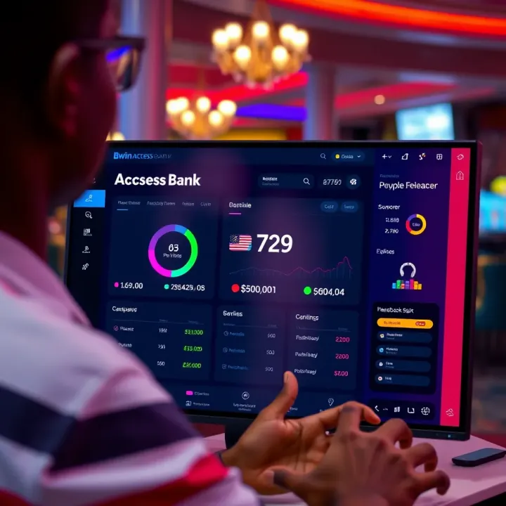 Digital interface showing Bwin Access Bank secure online transaction dashboard