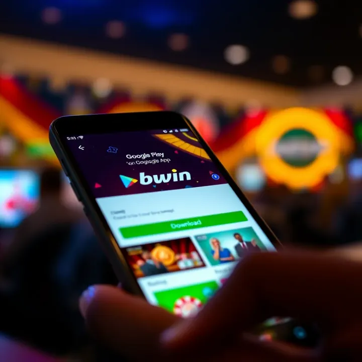 Mobile device displaying the Google Play Store page for the bwin app with download button