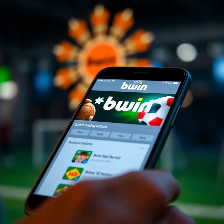 Mobile phone displaying Bwin app interface showing sports betting options