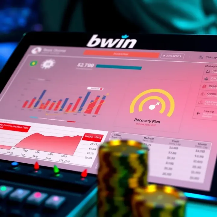 Illustration of a recovery plan with charts and communication signals for restoring online betting services