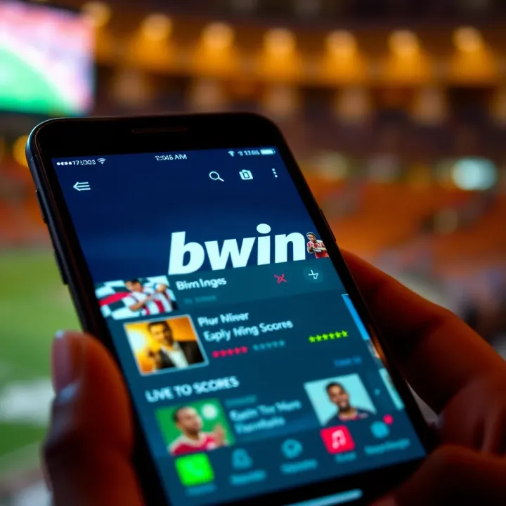 Bwin Mobile App Interface for Nigerian Users Smartphone displaying Bwin mobile app interface with betting options and live scores