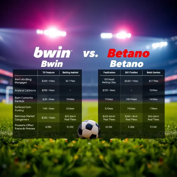 Comparison chart showing features and betting markets available on Bwin and Betano platforms