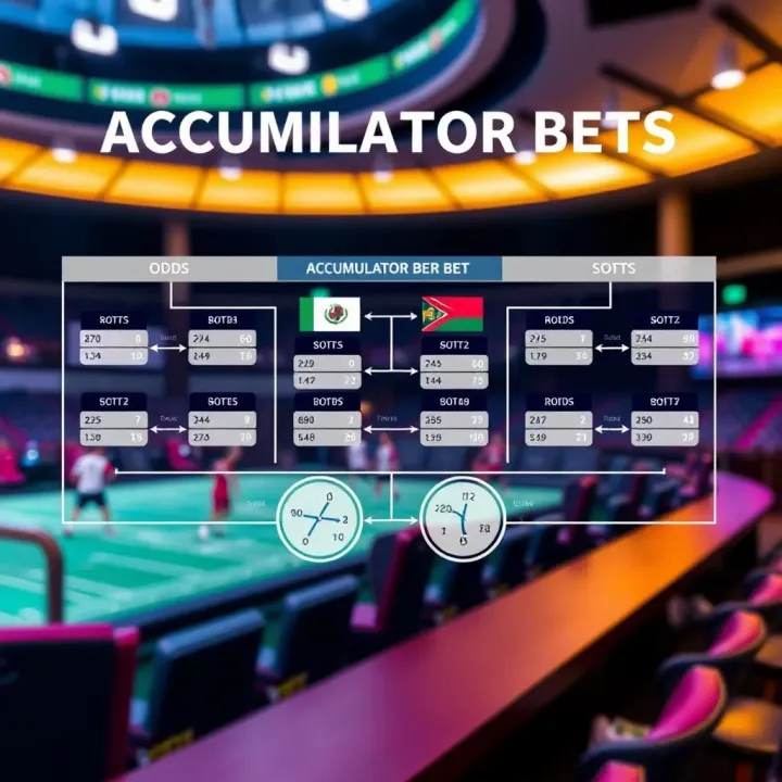 Diagram illustrating accumulator bet structure with multiple sports events and combined odds