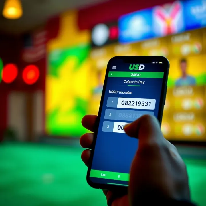 Mobile phone screen displaying USSD code input for sports betting in Nigeria