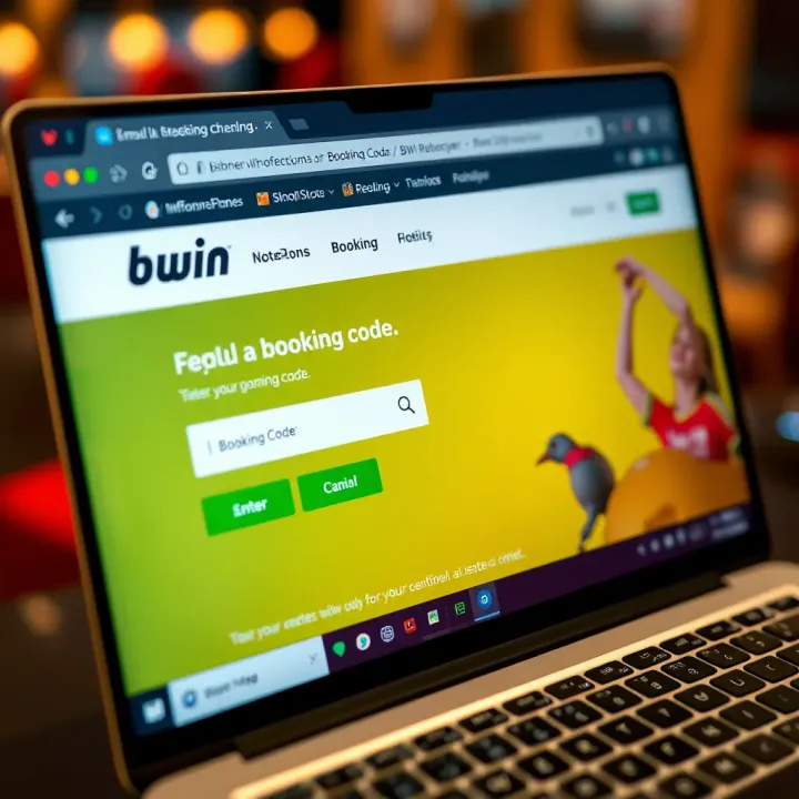 Web browser showing a booking code input section on bwin's desktop site