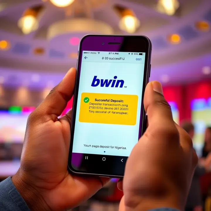 Mobile device displaying successful bwin transaction confirmation