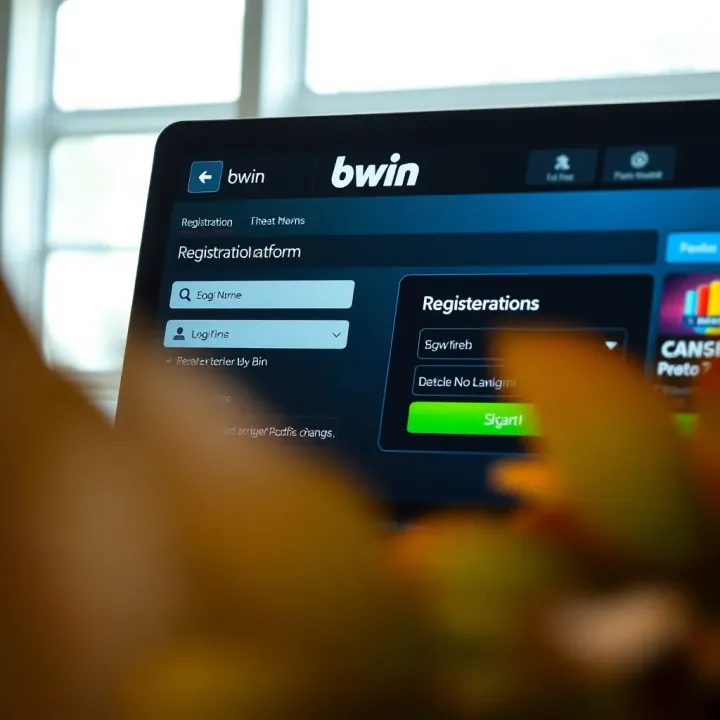 User interface of Bwin platform showing registration and login options